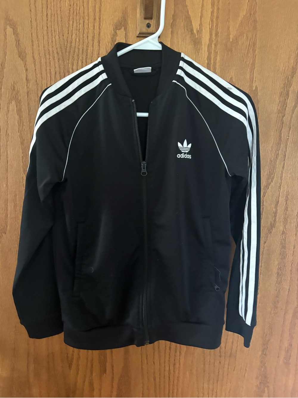 adidas Black Track Jacket with White Three-Stripes